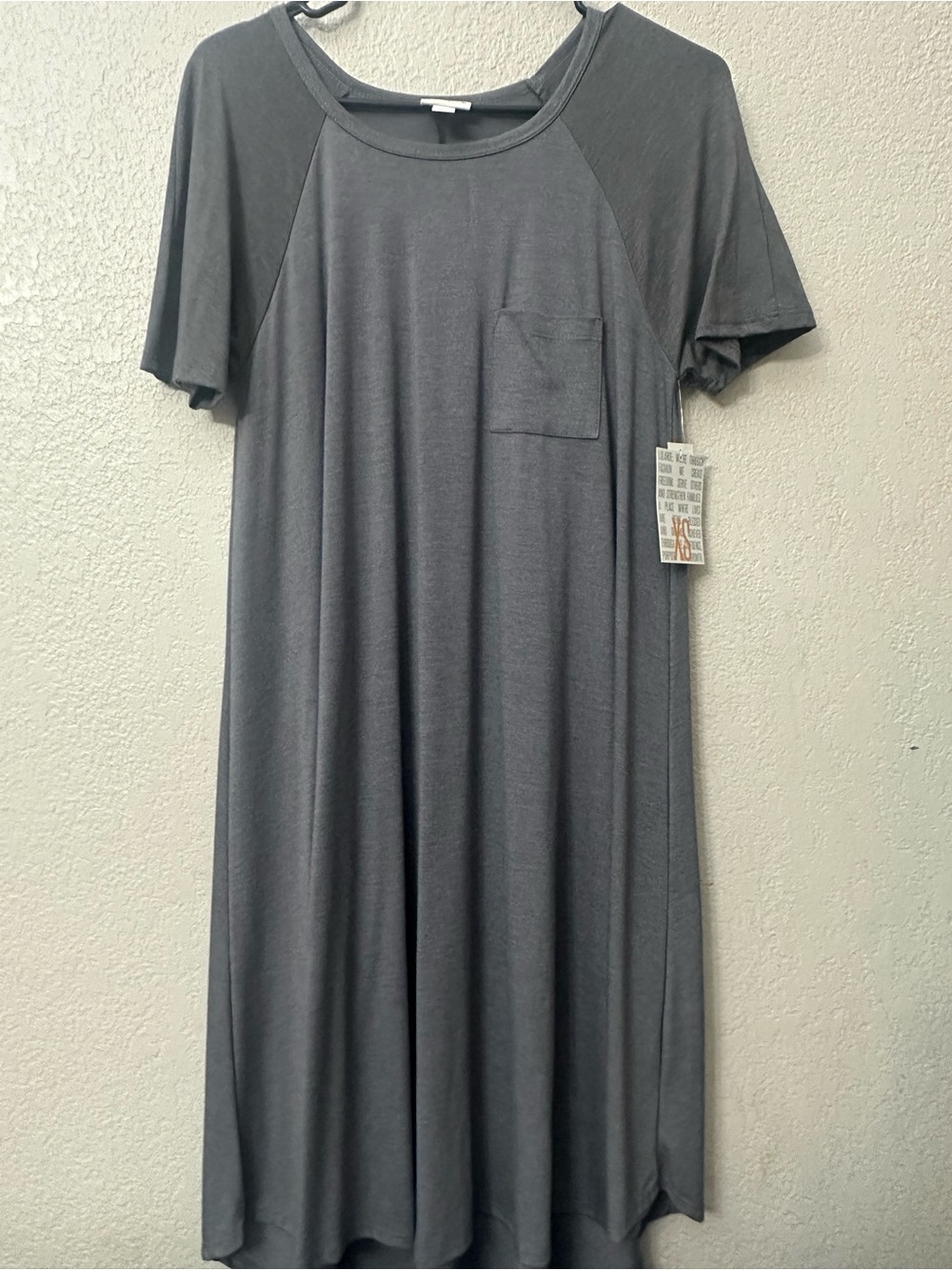 Classic Gray Short Sleeve Pocket T-Shirt Dress
